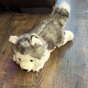 Aurora Miyoni Husky Plush Dog Toy 11" Soft Stuffed‎ Animal Blue Eyes Gray White